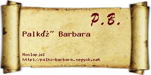 Palkó Barbara névjegykártya